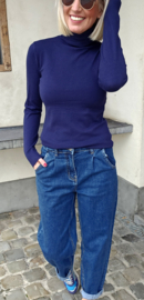 BASIC viscose turtleneck knit navy