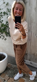 MAE velours paperbag pants camel
