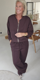 JUNA jogger sweat cardigan chocolat