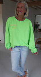 HAPPY LIFE sweatshirt neon green (with key ring)