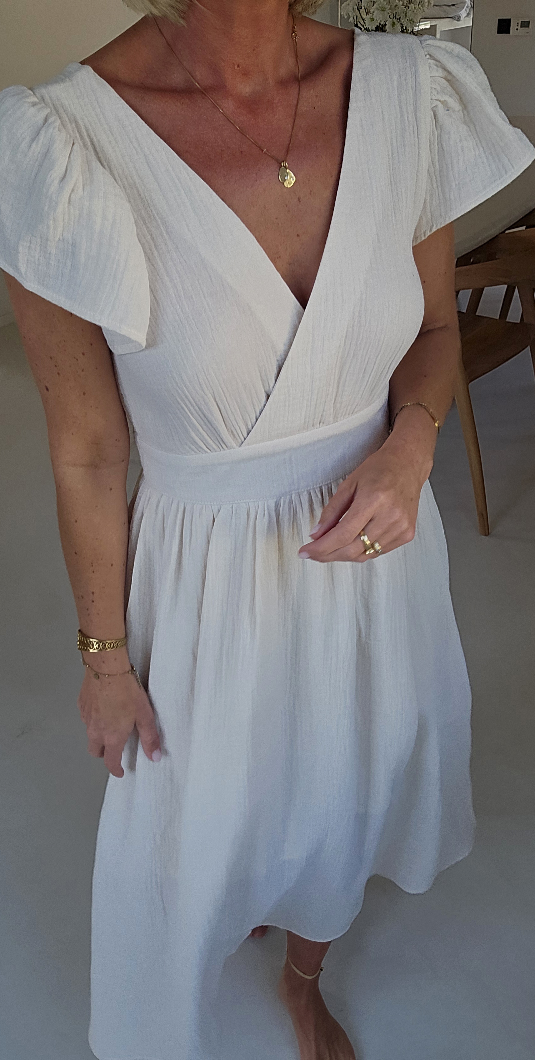 SAMANTE maxi tetra dress ecru