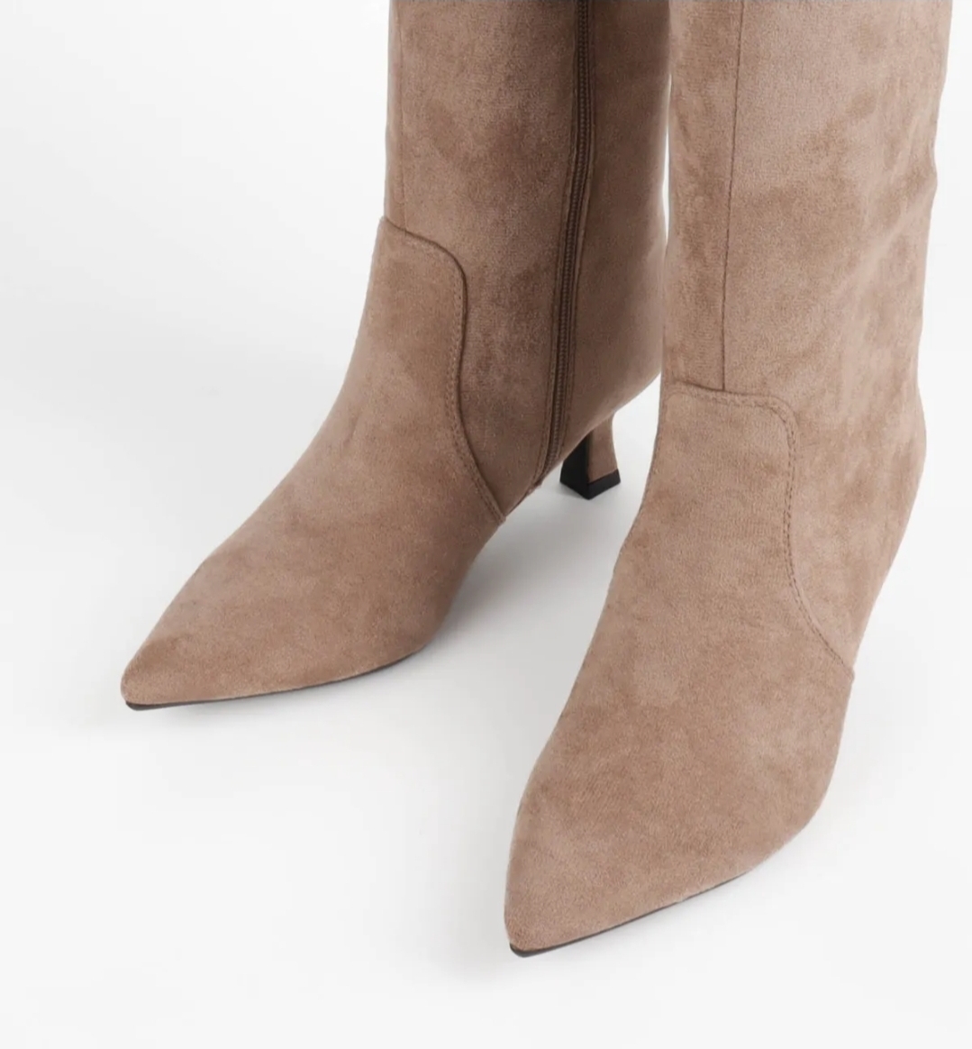 GINA suede knee boots taupe