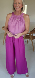 SALLI satin loose pants aubergine