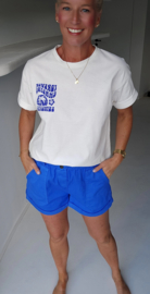 BEVIN cotton paperbag short kobalt blue