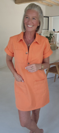 THE PERFECT JEANS dress short-sleeved soft neon orange