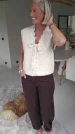 LACE WHISPER sleeveless cardigan beige