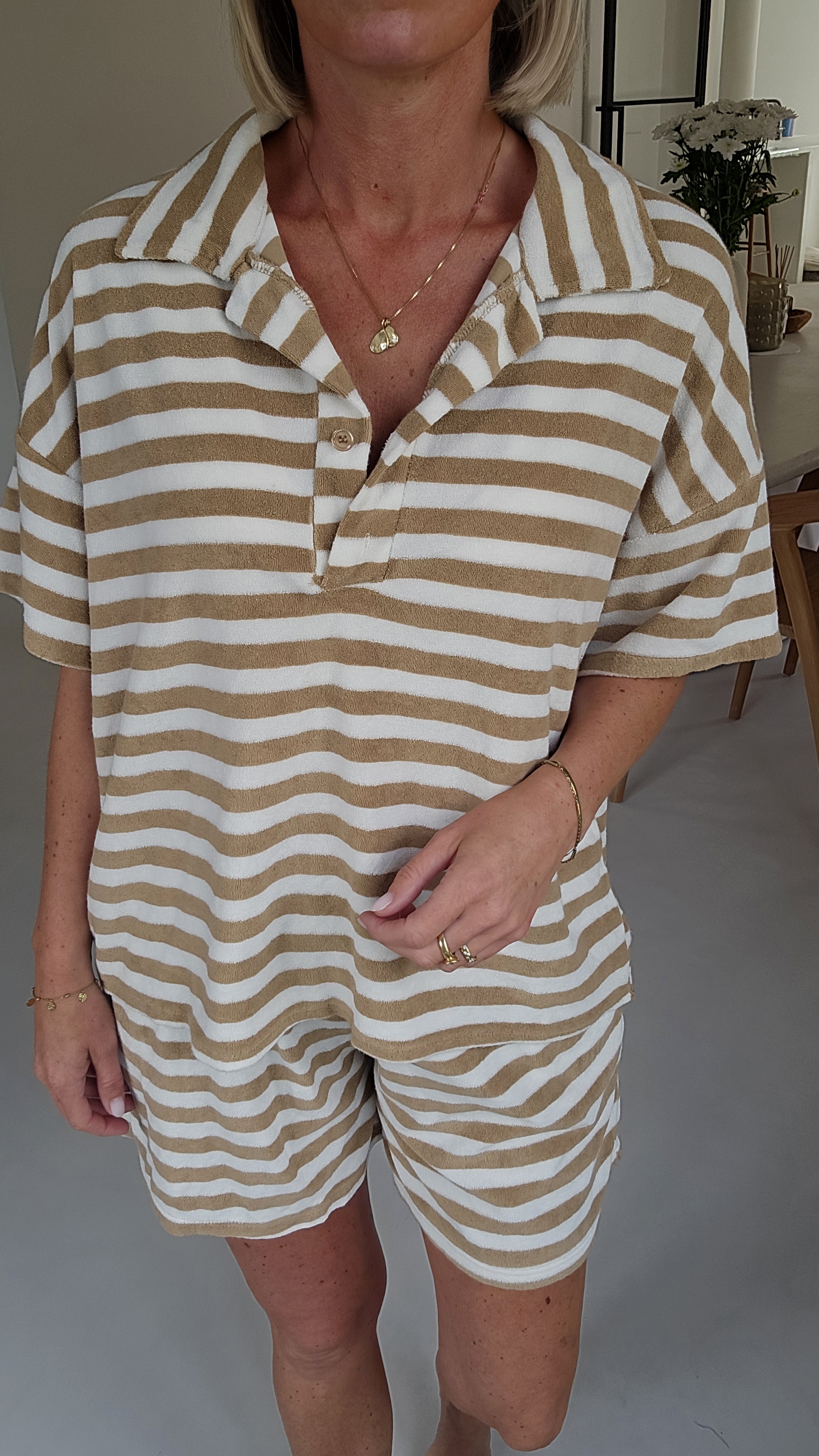 TITINE striped terry set camel