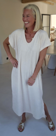 DIDI maxi terry T-shirt dress vanilla v-neck