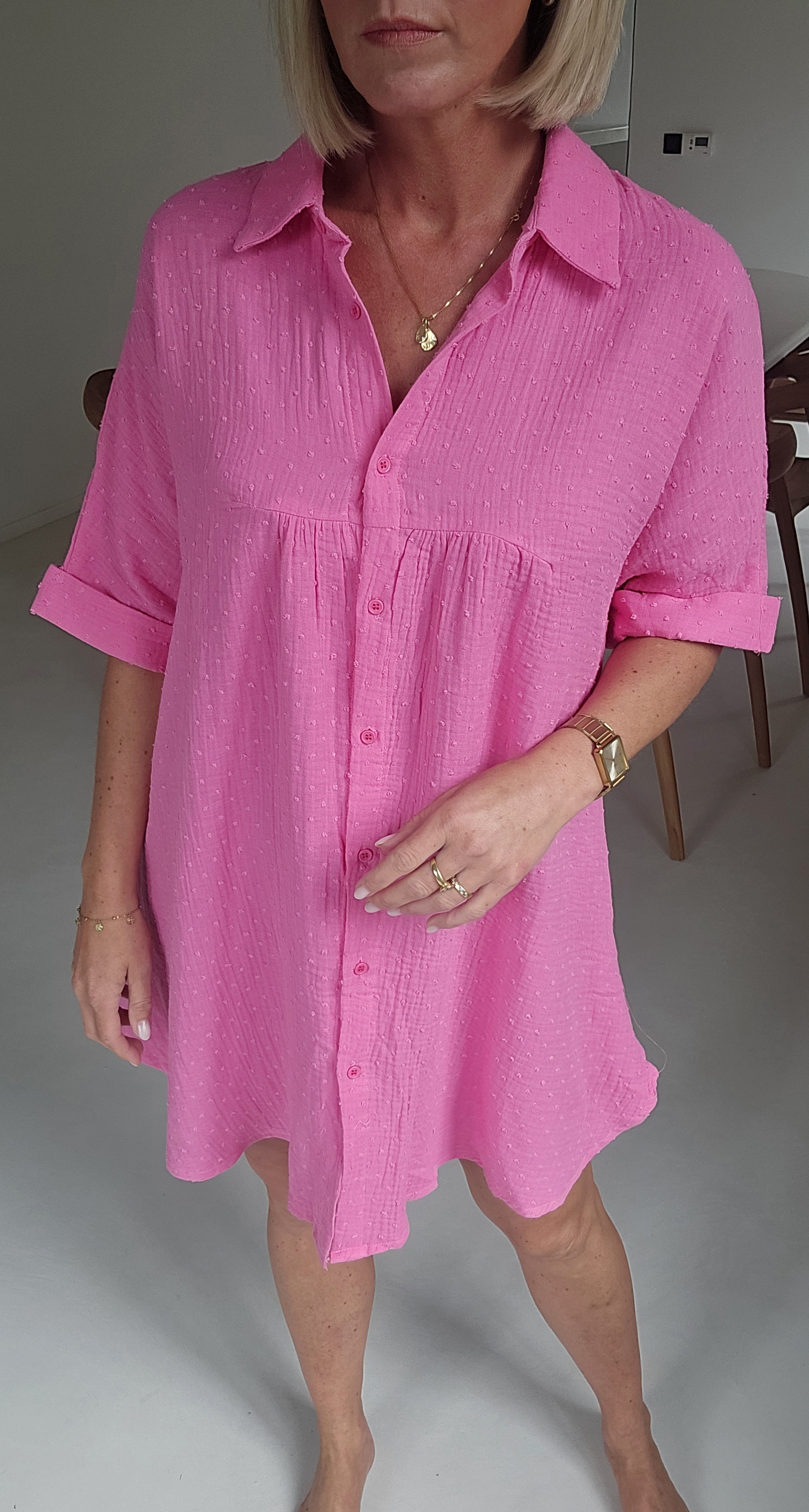 JANNA tetra shirt dress fuschia