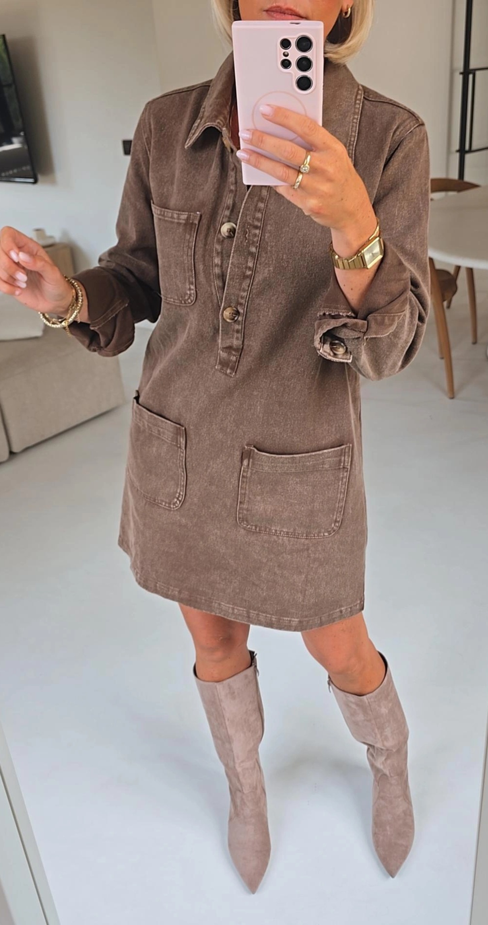 THE PERFECT jeans dress washed chocolat