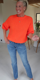 CINDY short-sleeved knit neon orange