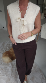 LACE WHISPER sleeveless cardigan beige