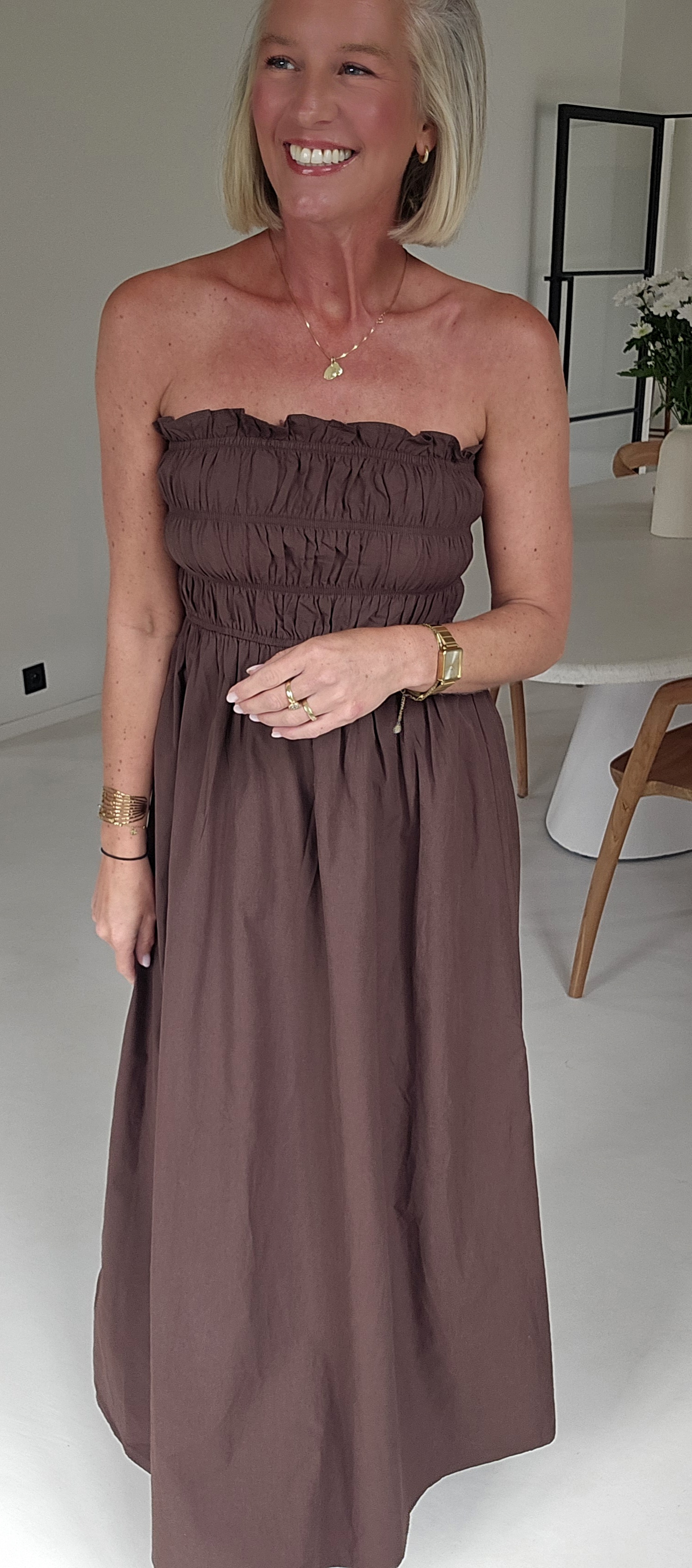 BENTHE bustier dress chocolate