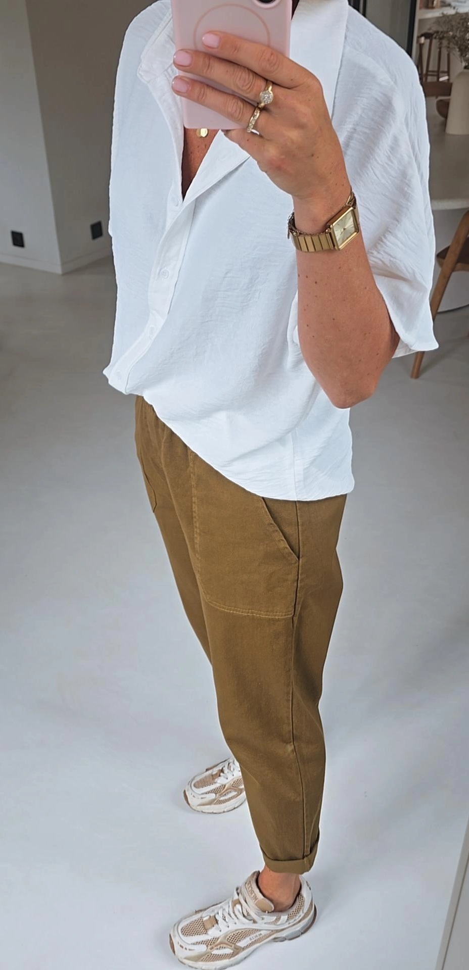 BEVIN cotton paperbag pants moss