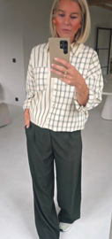 INEZA oversized checkered shirt khaki