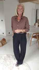 AVA basic cotton shirt chocolat