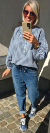 CARIE checkered blouse blue