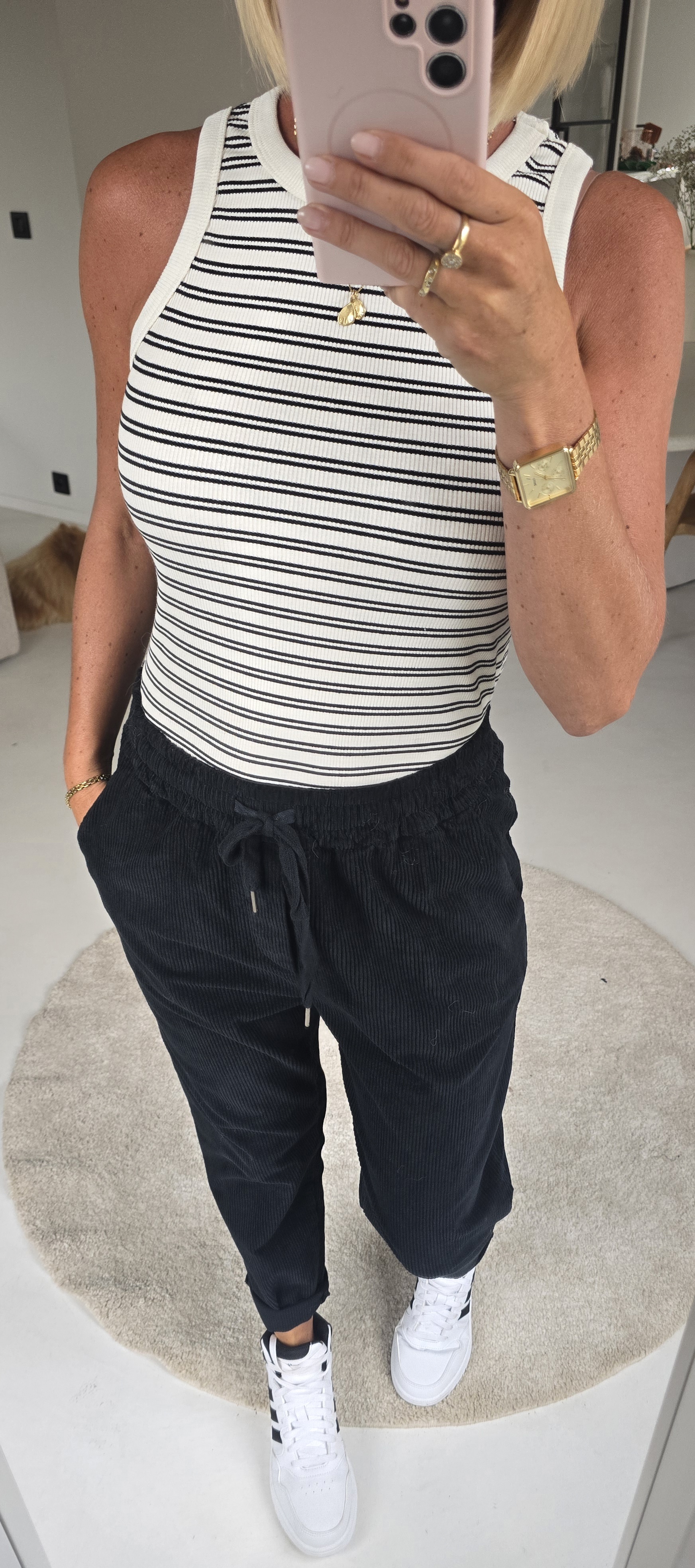 INCI striped cotton top ecru