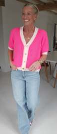 BESS short-sleeved cardigan neon fuschia