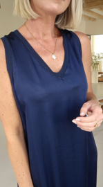 ADRIAN maxi satin dress navy