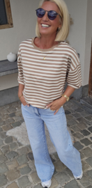AYLIN oversized striped T-shirt beige
