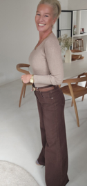 MILIA v-neck basic knit taupe
