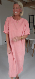 MANDIE soft velvet maxi dress pastel peach