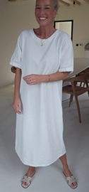 MANDIE soft velvet maxi dress white