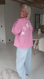 DOGMOM fleece sweatshirt pink white