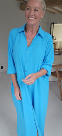 RHEA maxi shirt dress turquoise