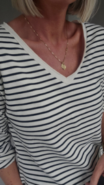 SOPHIA striped v-neck longsleeve black