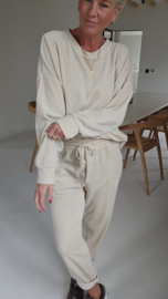VERO soft velvet jogger set soft beige