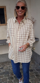 INEZA oversized checkered shirt burgundy