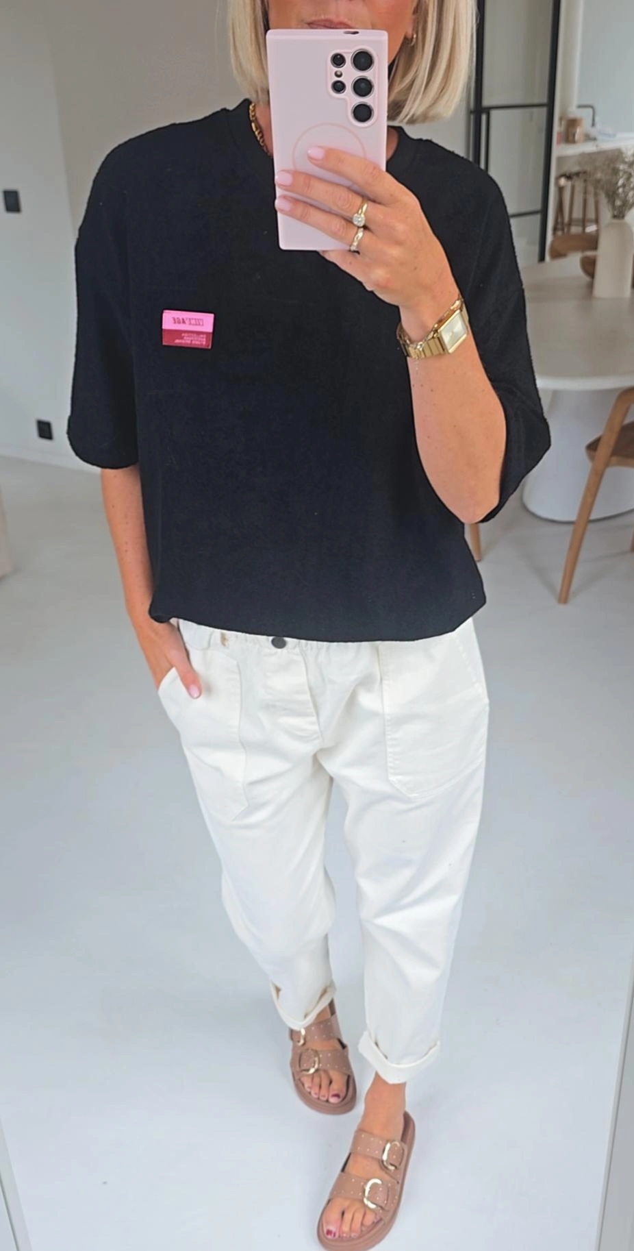 VINTAGE short-sleeved terry sweatshirt black