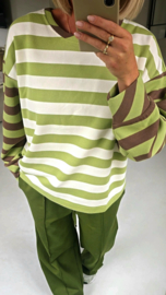 LOEBIDOE striped sweatshirt olive