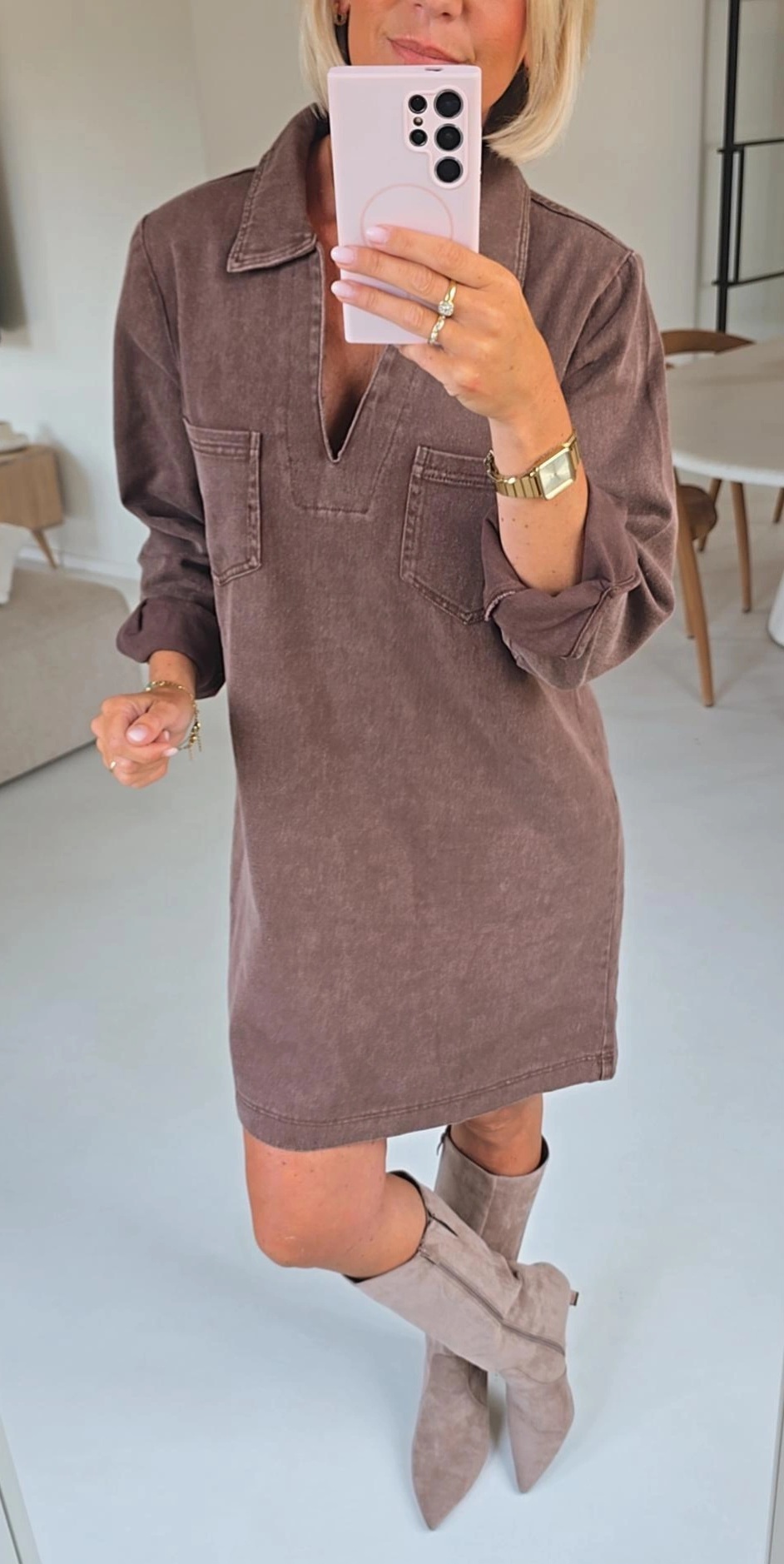 THE PERFECT JEANS 2 longsleeve dress chocolat