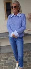SILA striped shirt knit melêe blue