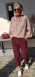 CECE checkered blouse burgundy