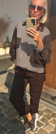 NINI oversized cotton striped shirt choco