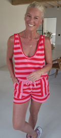 BIBI striped terry set pink red