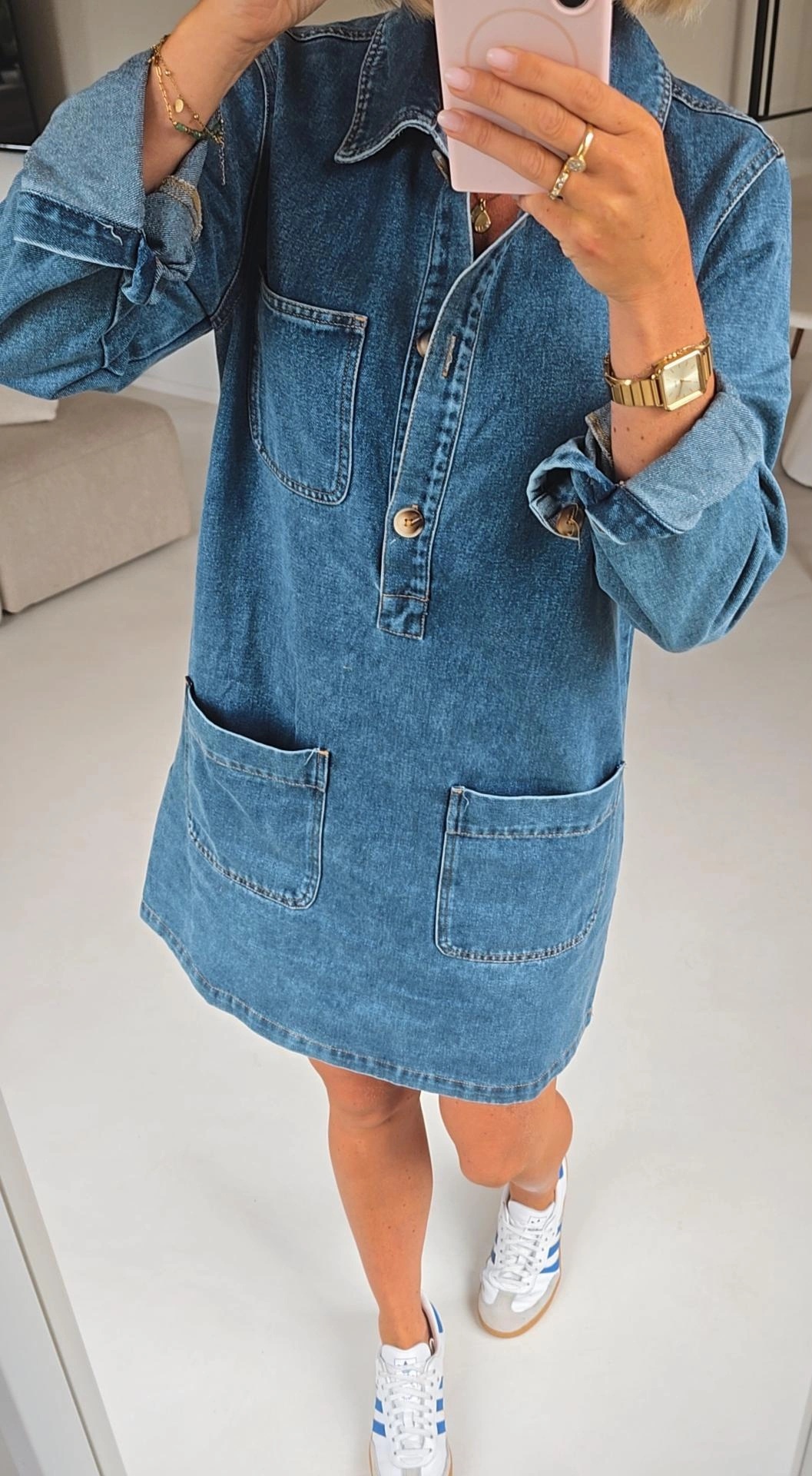 THE PERFECT jeans dress washed blue