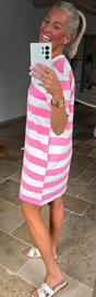 LILIA striped T-shirt dress pink