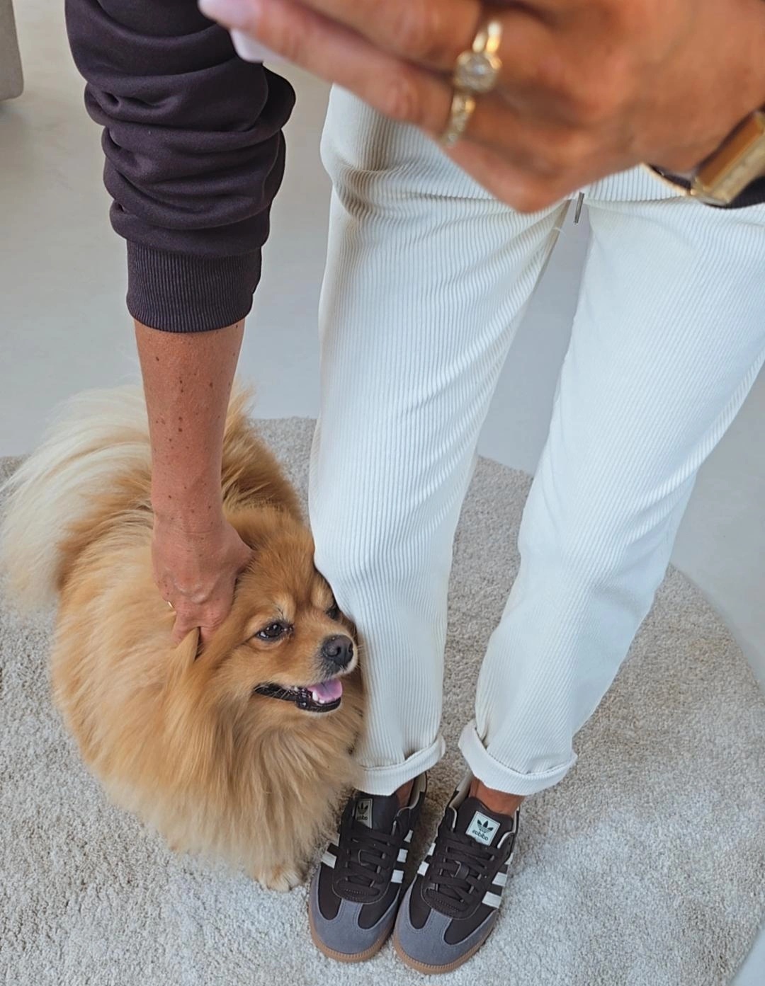 AMTE corduroy jogger pants ecru
