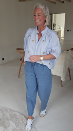 CALM CURRENT relaxed carrot pants blue