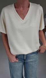 BRIA short-sleeved v-neck sweatshirt cream