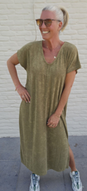 DIDI maxi terry T-shirt dress khaki v-neck