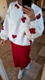 HEART sweatshirt white red