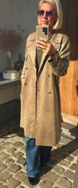 FALL VIBES suede trench coat khaki taupe