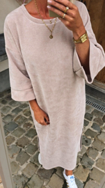 MANDU soft velvet maxi dress beige