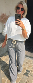RINA soft velvet wide leg jogger pants grey